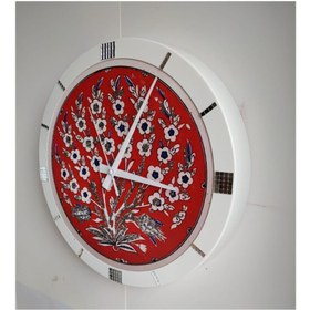 Resim Bahat Çinili Simli Ofis Salon Duvar Saati Beyaz Metal Çerçeve 36 Cm 