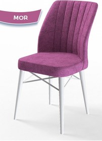 Resim Canisa Concept Arp Serisi Sabit Mutfak Masası Takımı 70x110 Beyaz Masa 4 Mor Sandalye Masa Beyaz Sandalyeler Mor 