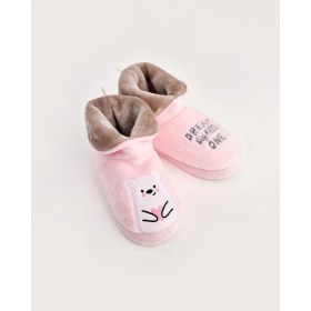 Resim BEEA - Ayıcıklı Pembe Kadın Panduf 