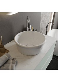 Resim Livabo Roza 400 X 150 Mm Desenli Tezgah Üstü Akrilik Banyo Lavabosu Beyaz 