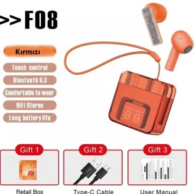 Resim Flzdgnkr Karler Bass F08 Dijital Şarj Göstergeli Tws Bluetooth Kulaklık - Kırmızı 