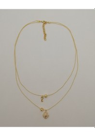 Resim Glamglamour İnce Top Gold Renk Zincir İkili Anahtar Kilit Uçlu Kadın Kolye Gold Renk 