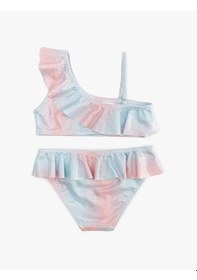 Resim Koton Bikini Takımı Fırfırlı Tek Omuz İnce Askılı Pembe Desenli 5skg00020mm Pembe Desenli 