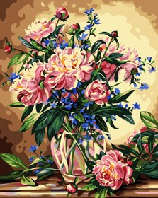 Resim Sayılarla Boyama Seti - Pembe Çiçek - 40x50 