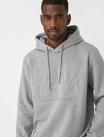 Resim Kabartma Baskılı Kapşonlu Sweatshirt Şardonlu 