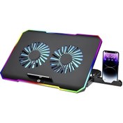 Resim MEGAMUS Cf-04 Ayarlanabilir Dizüstü Bilgisayar Rgb Soğutma Fanı Siyah 