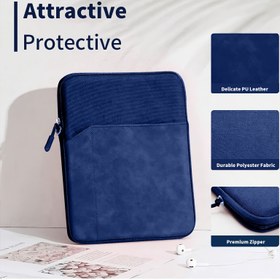 Resim iPad, Kindle, Samsung, Galaxy ve Daha Fazlası İçin Deniz Mavisi Tablet Kılıfı - Tutma Sapı ve Ön Cep Detaylı Dayanıklı Polyester, 17.78-33.02 cm Cihazlar İçin Uygun, Koruyucu Kılıf Çantası 