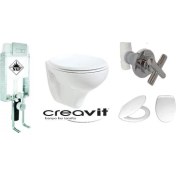 Resim Nkp Gömme Rezervuar + Ara Kesme + TP320 Creavit Asma Klozet + Akdeniz Kapak 