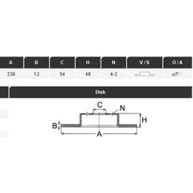 Resim YAVUZSAN 34078 Fren Diski Ön Corolla Uyumlu Ae92 88-92 238×12×54 4 Bijon 