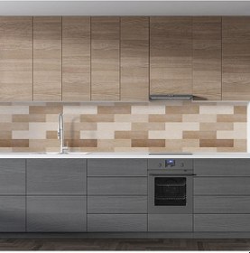 Resim Mutfak Tezgah Arası Folyo Fayans Kaplama Folyosu Ahşap Panel 