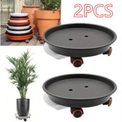 Resim 2 Adet Tekerlekli Ağır Hizmet Tipi Bitki Taşıyıcı - Sağlam & Kolay Taşınabilir, 26.92cm/29.46cm/34.04cm Boyutları Su Kabı ile, 49.9 KG'a Kadar Taşıma Kapasitesi - İç/Dış Mekan Bitki Hareketliliği ve Düzeni için İdeal 