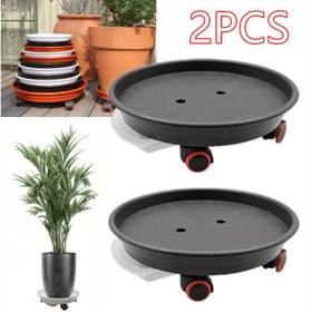 Resim 2 Adet Tekerlekli Ağır Hizmet Tipi Bitki Taşıyıcı - Sağlam & Kolay Taşınabilir, 26.92cm/29.46cm/34.04cm Boyutları Su Kabı ile, 49.9 KG'a Kadar Taşıma Kapasitesi - İç/Dış Mekan Bitki Hareketliliği ve Düzeni için İdeal 