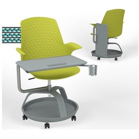 Resim Karr Office Sona 360 Yazı Tablalı Yeşil Mobil Eğitim Sandalyesi 