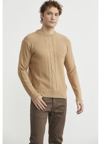Resim Sementa Motif Detaylı Bisiklet Yaka Triko Kazak - Kamel CAMEL 