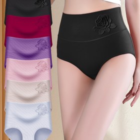 Resim Kadınlar için 6'lı Paket Yüksek Bel Pamuklu Üçgen İç Çamaşırı - Minimalist Stil ve Düz Renk ile Rahat, Nefes Alabilir, Elastik Tanga Külot 