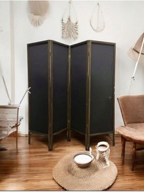 Resim meditroia Paravan Seperatör 4 Kanatlı En 200cm Yükseklik 160cm Su Geçirmez Arkası Görünmez Özel Kumaş 