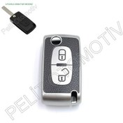 Resim Citroen C2 C3 C4 C5 C6 Süperlüx Anahtar Kılıfı 2 Tuşlu Gümüş 