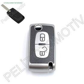 Resim Citroen C2 C3 C4 C5 C6 Süperlüx Anahtar Kılıfı 2 Tuşlu Gümüş 