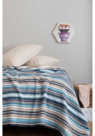 Resim Sarar 180x200 Çift Kişilik Dört Mevsim Battaniye - Mavi 