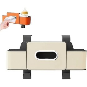 Resim Xuweiwei White Araç Kolçap Arkası Saklama Kutusu Seyahat İçin Askılı Saklama Kutusu 2 Bardak Tutacağı Ve Kağıt Havlu Askısı 