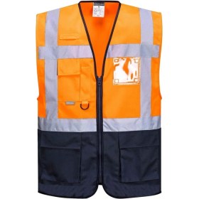 Resim Portwest C 476 Reflektörlü Mühendis Yeleği (Turuncu/lacivert) 