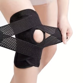 Resim 1 adet Menics ayarlanabilir dizlik, yan stabilizatörü ile %100 polyester orta esnek kumaş, yan stabilizatörlü ayarlanabilir diz destesi 