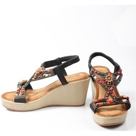 Resim Guja 24y156-2 Kadın Taşlı 8 CM Dolgu Topuklu Comfort Sandalet Siyah 