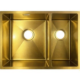 Resim Gl General Redux 58x44 Gold Petek Dokulu Sağ 1,5 Gözlü Paslanmaz Çelik Mutfak Eviyesi Altın 