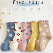 Resim 5'li Çocuk Nefes Alabilir & Yumuşak Çorap Seti - Moda Çiçek Deseni, İlkbahar/Yaz İçin Mükemmel 