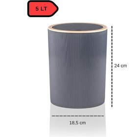 Resim İndecor Houseware Liza 2'li Banyo Seti - Çöp Kovası Wc Fırçası Modern Tasarım - Beyaz Antrasit - Gri 