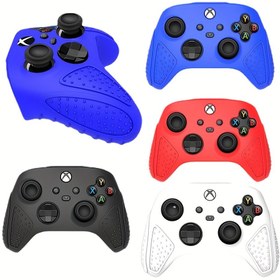 Resim XAHPOWER Silikon Yumuşak Kauçuk Kılıf Xbox Series X için, Hafif Koruyucu Kumanda Kılıfı ile Başparmak Tutma Kapakları, Kaydırmaz, Gençlere Uygun, Çok Renkli (Siyah, Mavi, Kırmızı, Beyaz) 