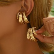 Resim 1 Çift Vintage Boho Tarzı Alaşım Pençe Küpeler, Demir Gömlek, Modaya Uygun Basit Çok Yönlü Yaratıcı Kulak Takıları, Kadınlar İçin Günlük Giyim ve Hediye Verme İçin İdeal, Tüm Mevsim Aksesuar 
