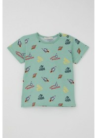 Resim Breeze Erkek Bebek Şortlu Pijama Takımı Galaksi Macerası Temalı 9 Ay-3 Yaş, Su Yeşili 
