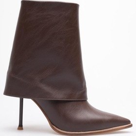 Resim Kadın Deri Topuklu Bot Fermuarlı Kahve Lunessa Kahverengi 