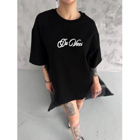 Resim Marsilyan Baskılı Oversize T-Shirt - Siyah - 