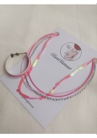 Resim Glamglamour Pembeli Çoklu Kadın Kolye Pembe - Gri 