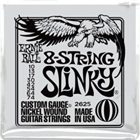 Resim Ernie Ball P02625 Slinky Electric Nickel Wound 8 Telli 0.10 - 0.74 Elektro Gitar Teli 