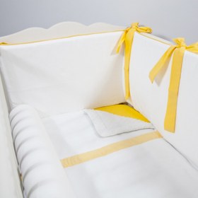 Resim Ekru - Sarı Bebek Uyku Seti - Sosis Bumper / 75x115 