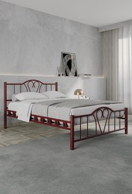 Resim ARGİMO Orkide Çift Kişilik Ferforje Metal Karyola Bordo 