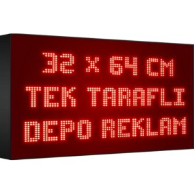 Resim Depo Tabela Reklam Kırmızı Kayan Yazı LED Tabela 32 x 64 cm Tek Taraflı Depo Reklam Tabela 
