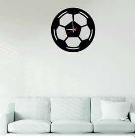 Resim Dekor Treni Futbol Topu Dekoratif Ahşap Duvar Saati Siyah 