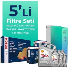 Resim Bosch Mercedes E220 Dizel Filtre Bakım Seti Shell Motor Yağlı (2018-2022) 5 Li 