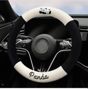 Resim Chuangyinshop 1 Adet Sıcak Kaymaz Panda Desenli Kışlık Pembe Kısa Tüylü Sentetik Fiber Direksiyon Kılıfı İç Halkalı - 