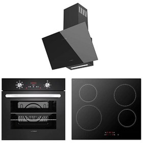 Resim Vitro Elektrikli Siyah Cam Ankastre Set (3207B01 - VC5208 - 3220B6) 