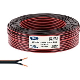 Resim Cable Cable Hoparlör Kablosu Kordon 2x0.75 Siyah 100 Metre Erk Yerli 