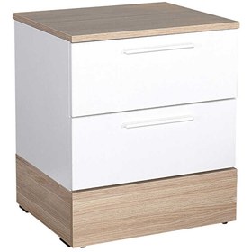 Resim Base Genç Odası 2 Çekmeceli İtalyan Meşe Beyaz Komodin 
