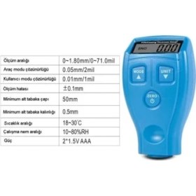 Resim Oto Boya Ölçer Kaporta Boya Kalınlık Ölçer Mavi 