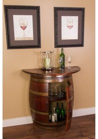 Resim Masifart Şarap Fıçısı Dresuar Yarımay Tablalı Ceviz Eskitme 