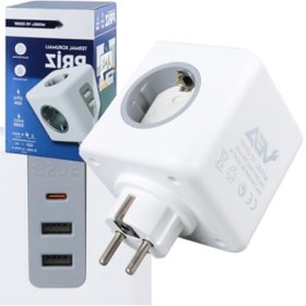 Resim markentegra Akıllı 3'lü Priz, 2 USB ve 1 Type-C Girişi ile Güvenli Enerji Dağıtım Ünitesi 