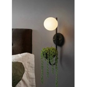 Resim Siyah Saksılıklı Aplik Duvar Lambası Çiçeklikli Aplik Camlı Aplik Süs Aplik Salon Aplik Banyo Aplik 